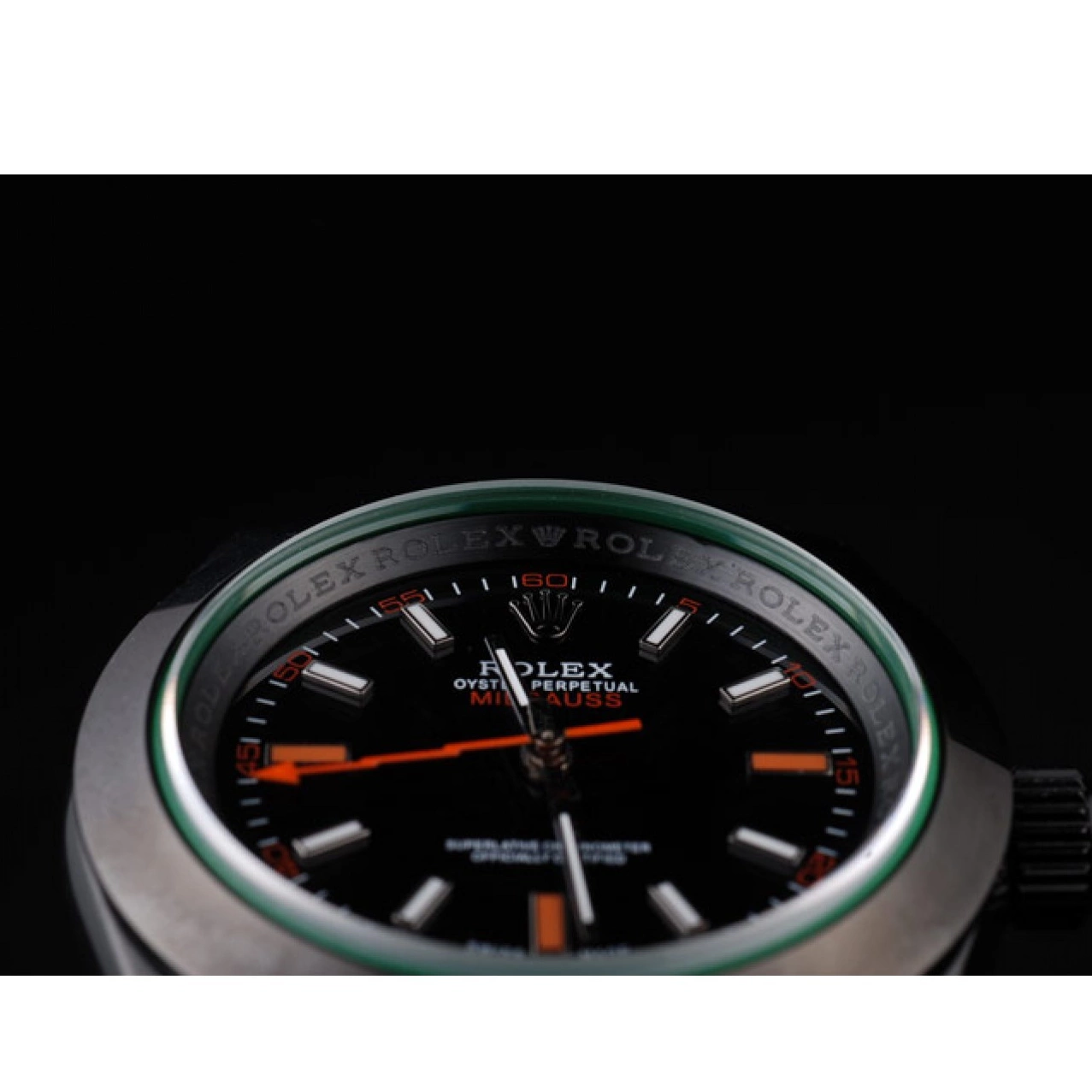 AAA replica watch Black Dial Green Milgauss Pro-Hunter Saphire Rolex Tinted 0711